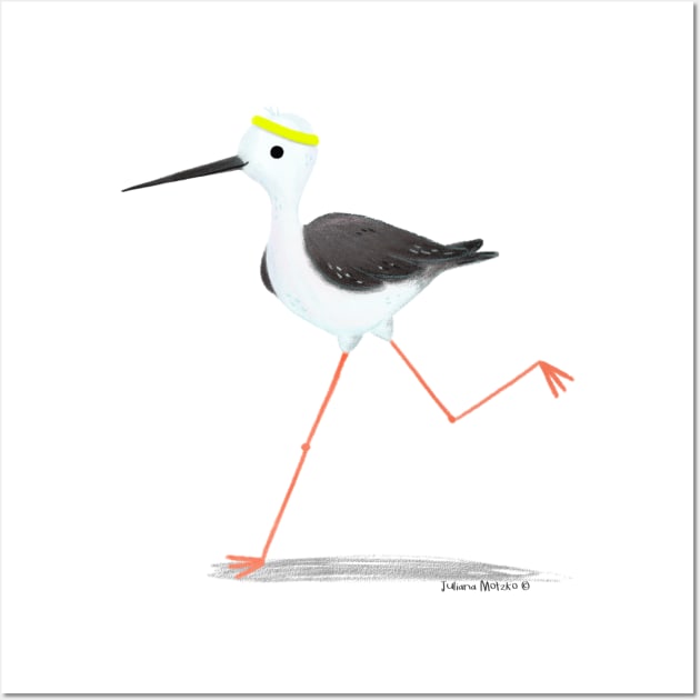 Black Winged Stilt Bird Marathonist Wall Art by julianamotzko